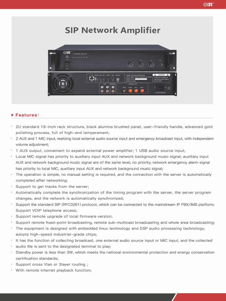 SIP Network Amplifier Datasheet (Edit) | PDF | Session Initiation ...