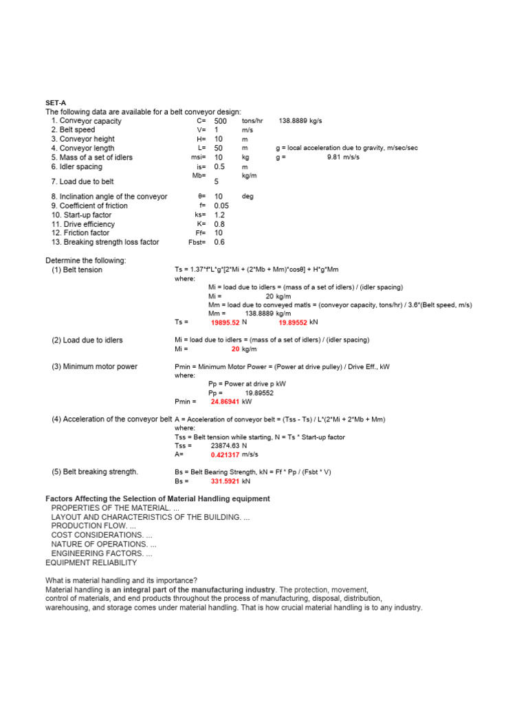 ME462-P1 Q-02 (Matls Handling) | PDF | Belt (Mechanical) | Manufactured ...