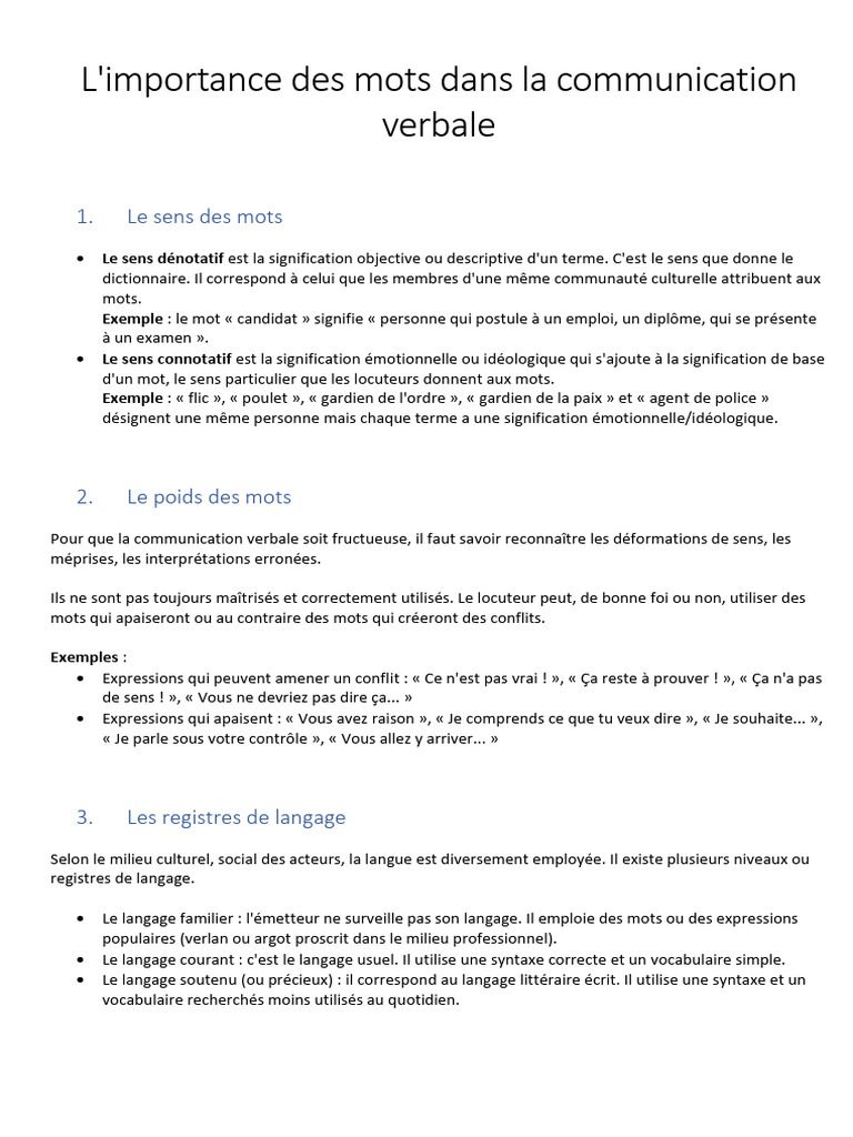 Communication verbale et non verbale | PDF | Communication non verbale ...