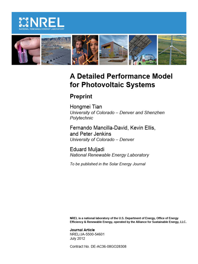 Performance Model for Photovoltaic Systems | PDF | Photovoltaics ...