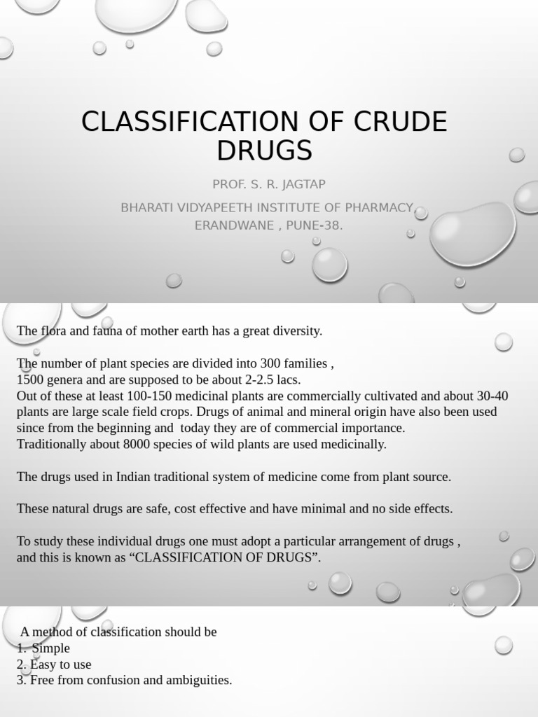 Classification of Crude Drugs | PDF | Taxonomy (Biology) | Pharmacology