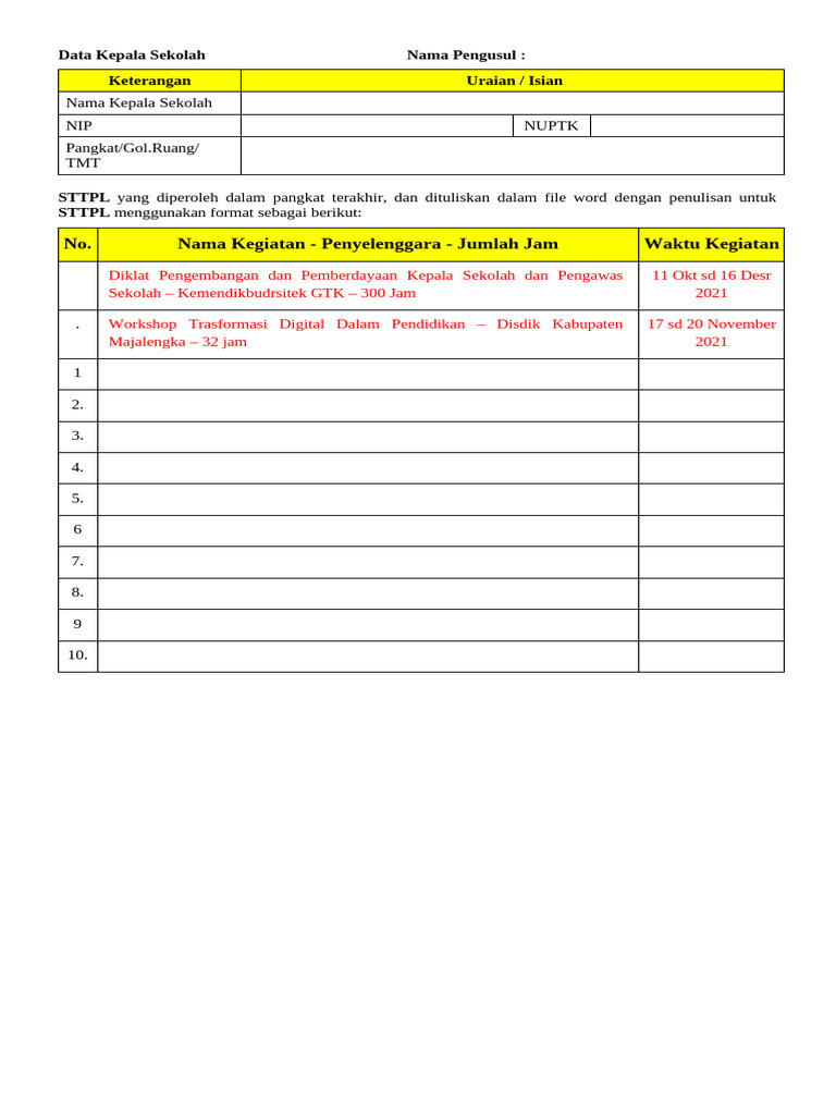 Contoh STTPL Kepala Sekolah | PDF