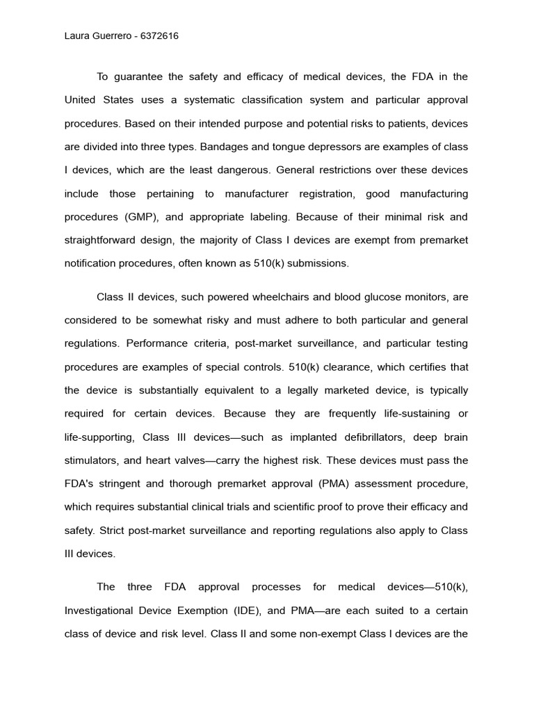 Paper on FDA DEVICES | PDF | Federal Food | Food And Drug Administration