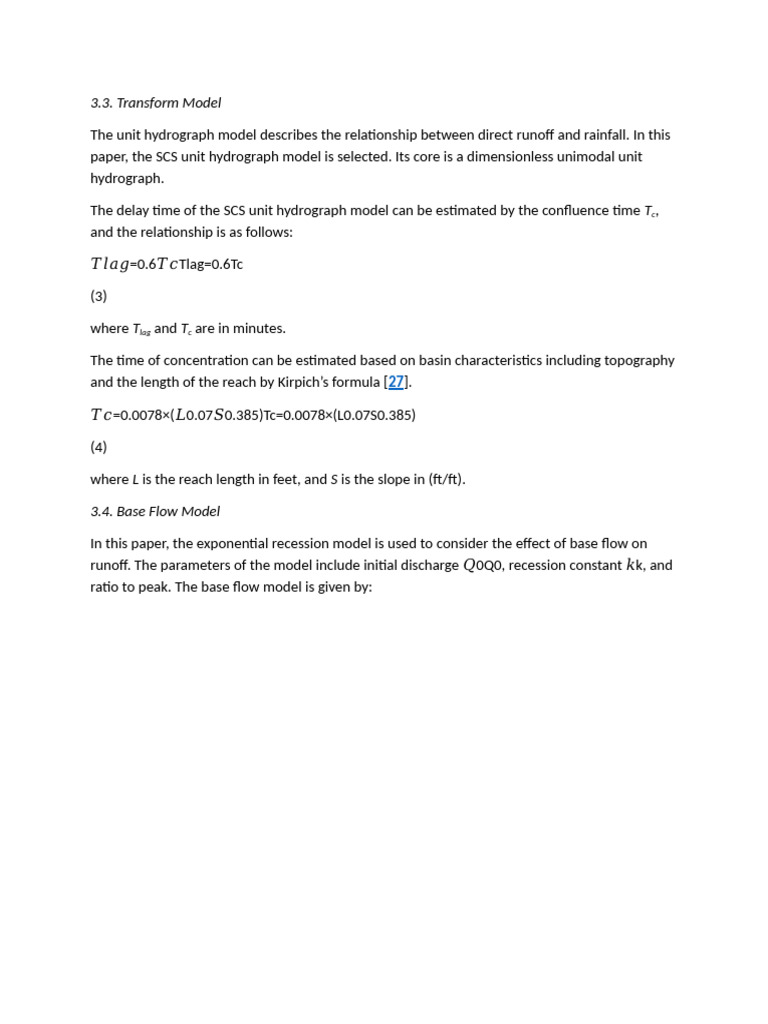 SCS Unit Hydrograph and Base Flow Models | PDF
