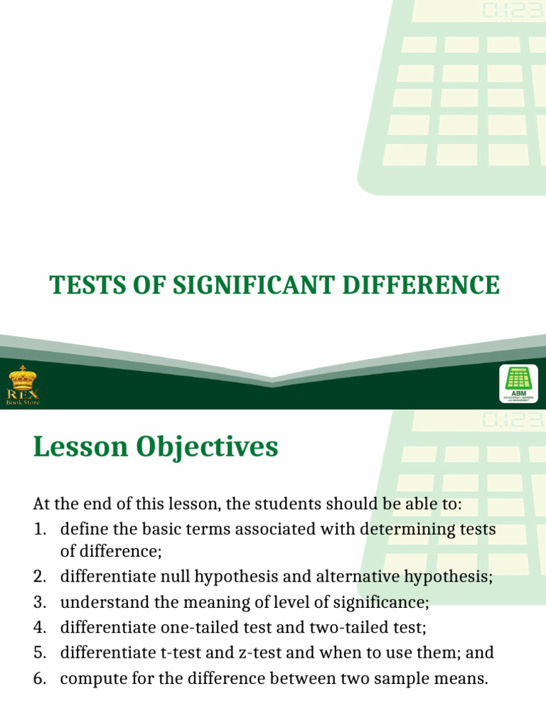 Tests of Significant Difference | PDF | Student's T Test | Null Hypothesis