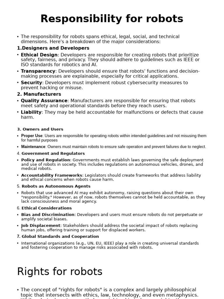 Responsibility and Rights of Robots | PDF | Artificial Intelligence ...