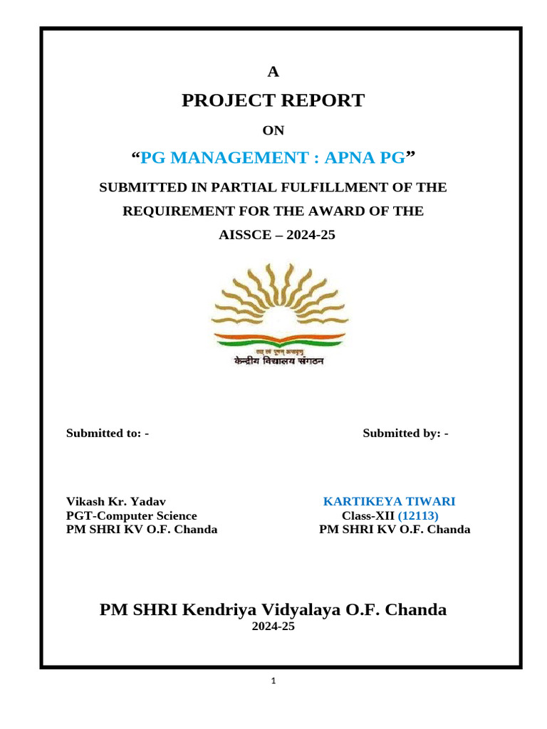 Cs Yearly Project PG Management | PDF | Computing | Computer Engineering