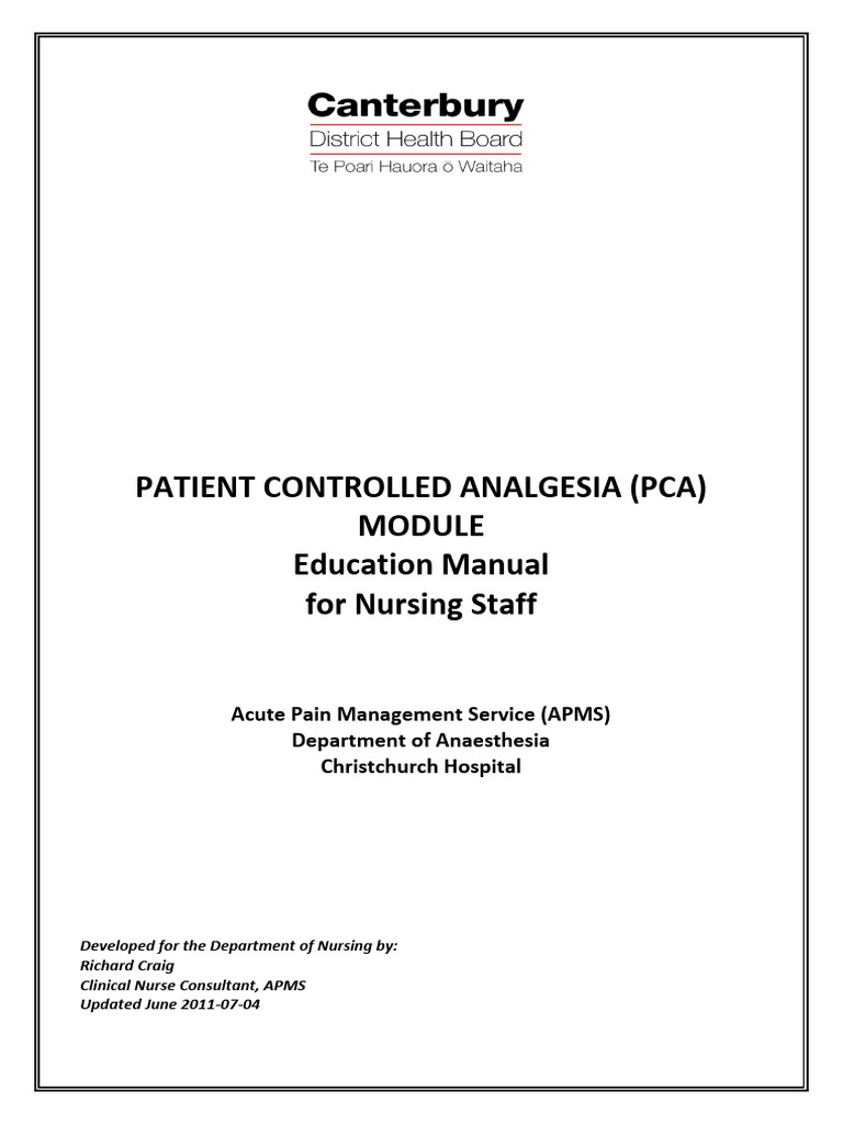 PCA Guidelines for Postoperative Pain Management | PDF | Opioid | Analgesic