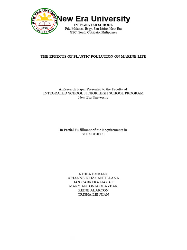 Effects of Plastic Pollution on Marine Life | PDF | Plastic | Pollution