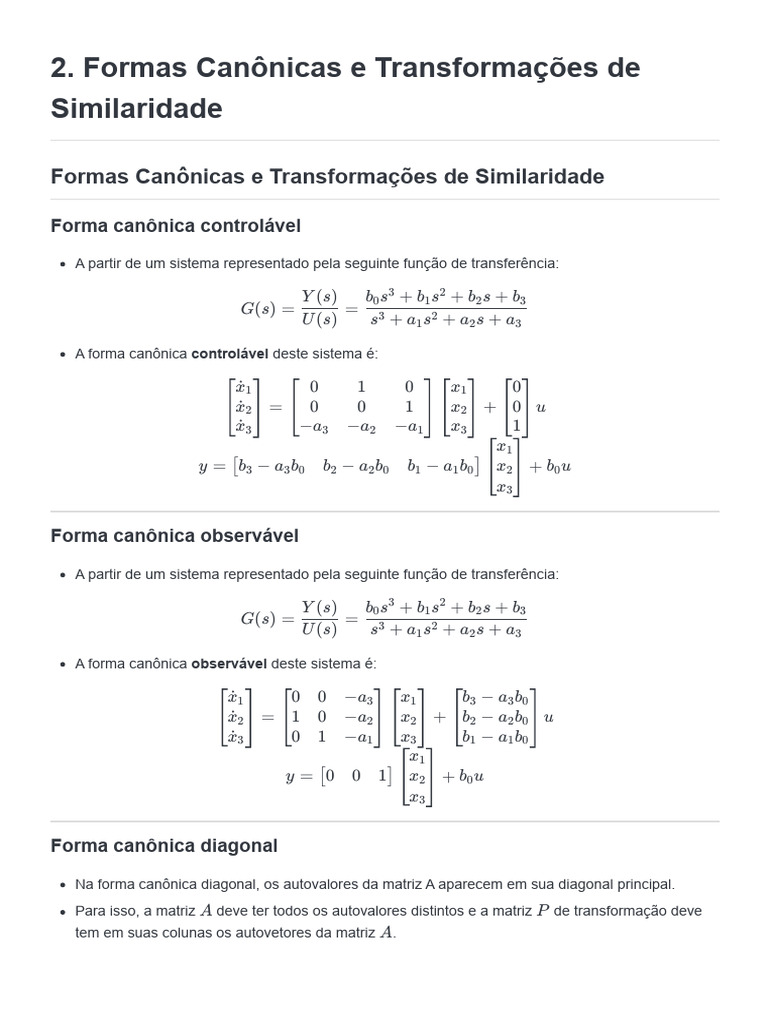 Formas Canônicas e Transformações de Similaridade | PDF | Autovalores e ...