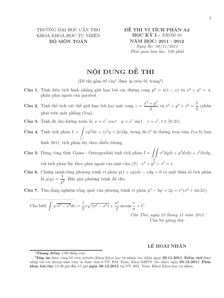 De Thi VTP A2 HK I 1112 Luu Hoai Nhan | PDF