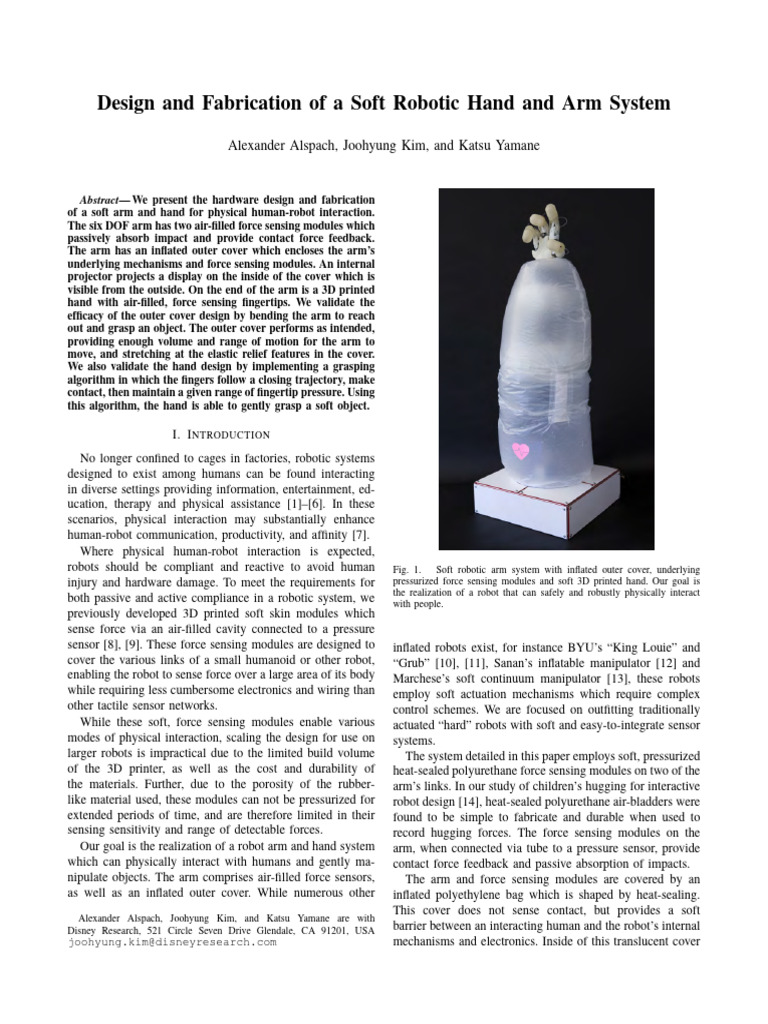 Design and Fabrication of A Soft Robotic Hand and Arm System | PDF ...
