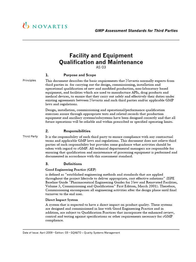 GMP Standards for Third-Party Equipment | PDF | Specification ...