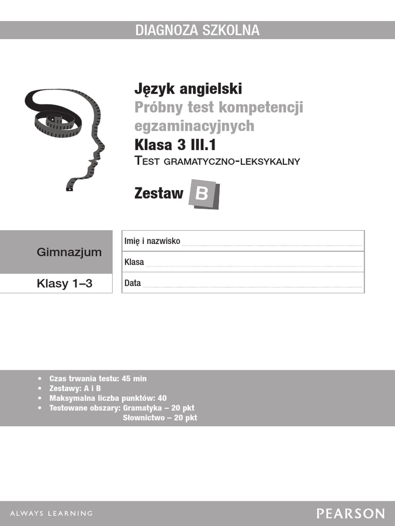 KL 3 III1 Test GR Lek B | PDF