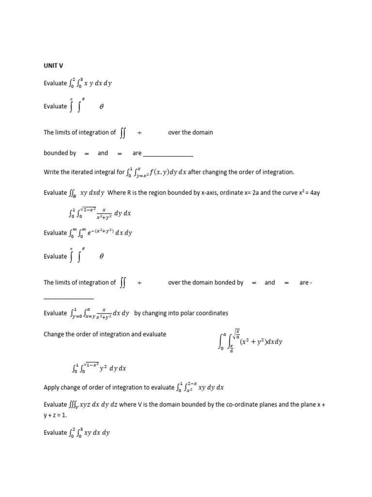 Double Integral Evaluation Techniques | PDF | Space | Calculus