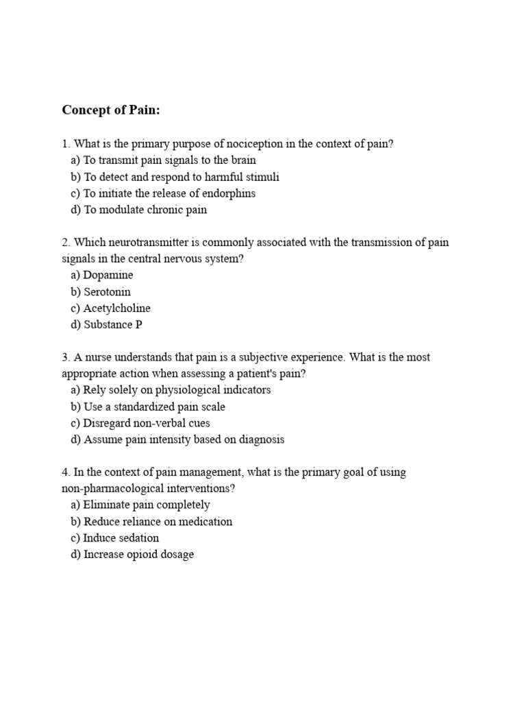 Understanding Pain Management Concepts | PDF | Pain | Analgesic