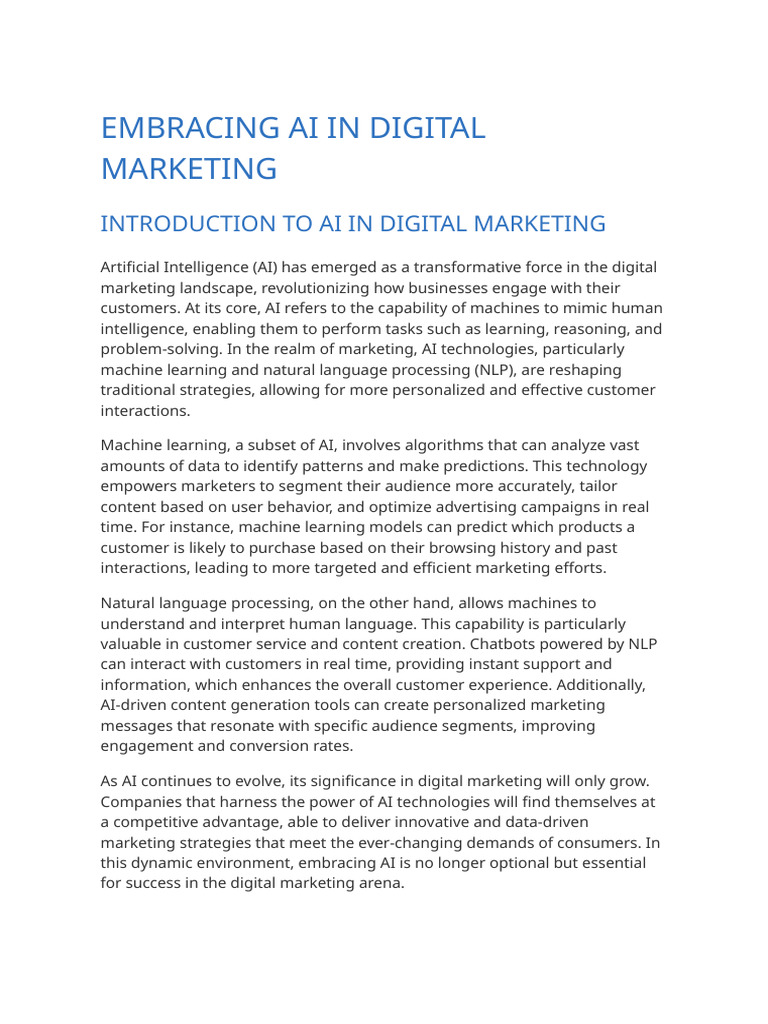 Ai S Impact On Digital Marketing Pdf Artificial Intelligence