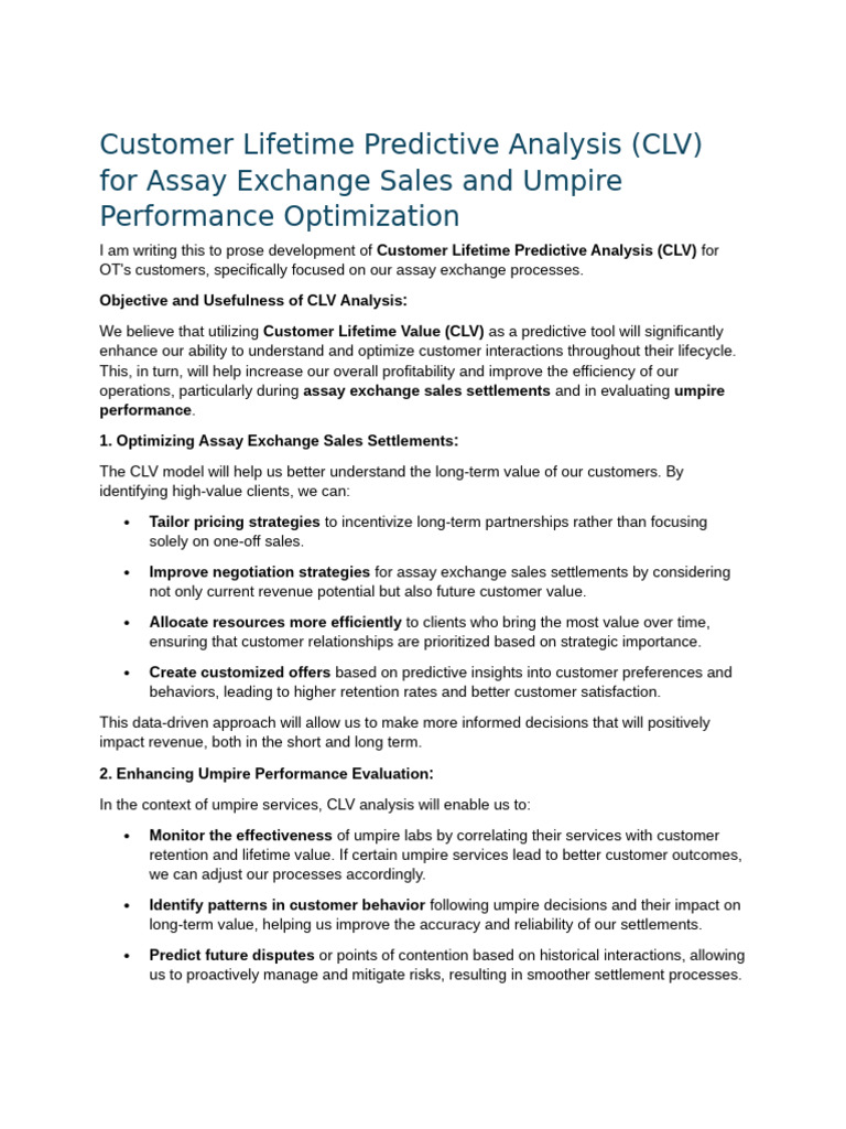 CLV Analysis for Assay Sales Optimization | PDF | Predictive Analytics ...