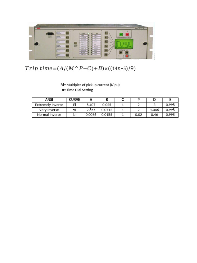 Pickup Current Multiples and Settings | PDF