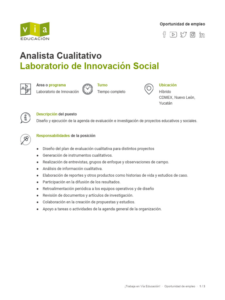 Rmto Analista Cualitativo Lab | PDF | Diseño | Educación en artes liberales