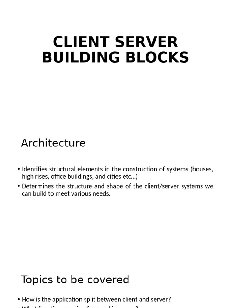Client/Server System Building Blocks | PDF | Operating System | Computing