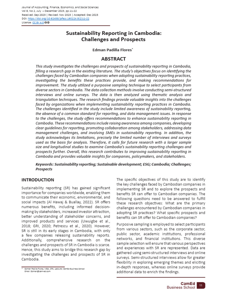 2 Sustainability Reporting in Cambodia Challenges and Prospects | PDF ...