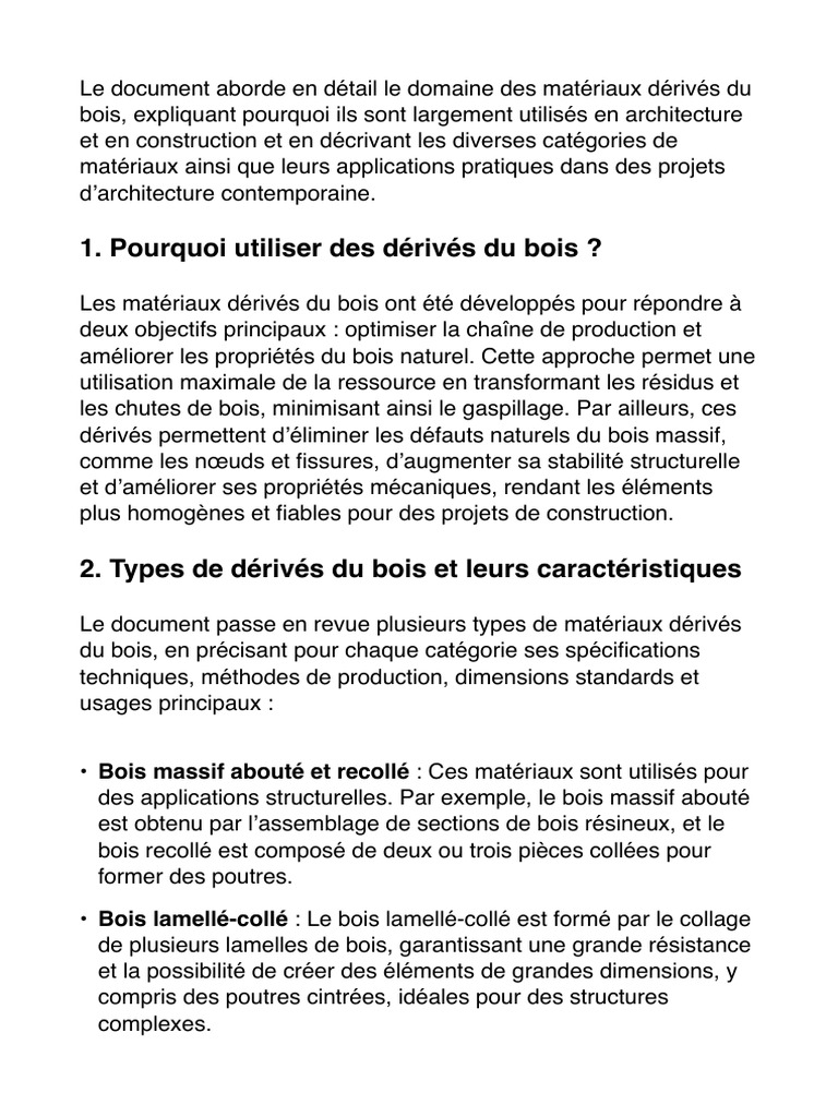 Matériaux dérivés du bois en architecture | PDF | Bois (matériau de ...