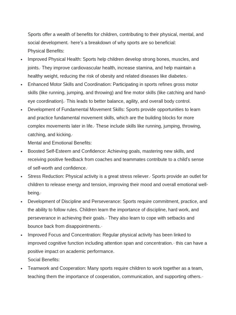 Sports Offer A Wealth of Benefits For Children | PDF | Psychological ...