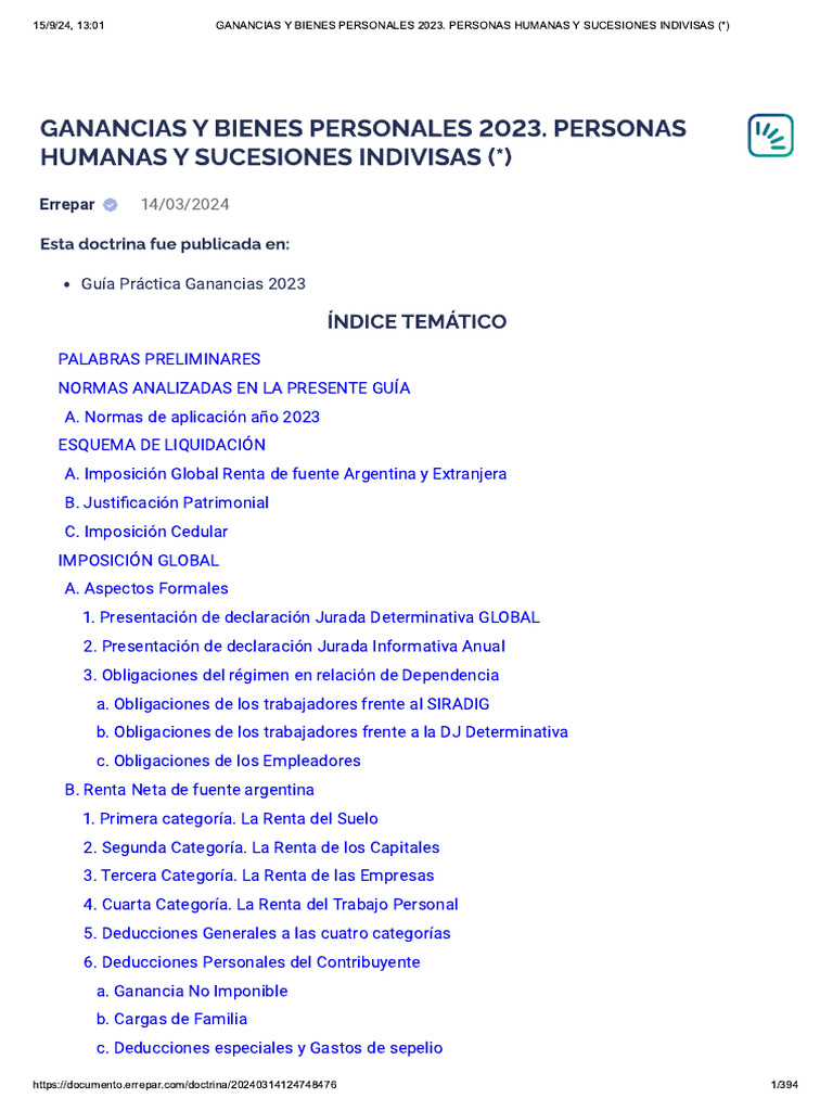 Ganancias y Bienes Personales 2023 | PDF