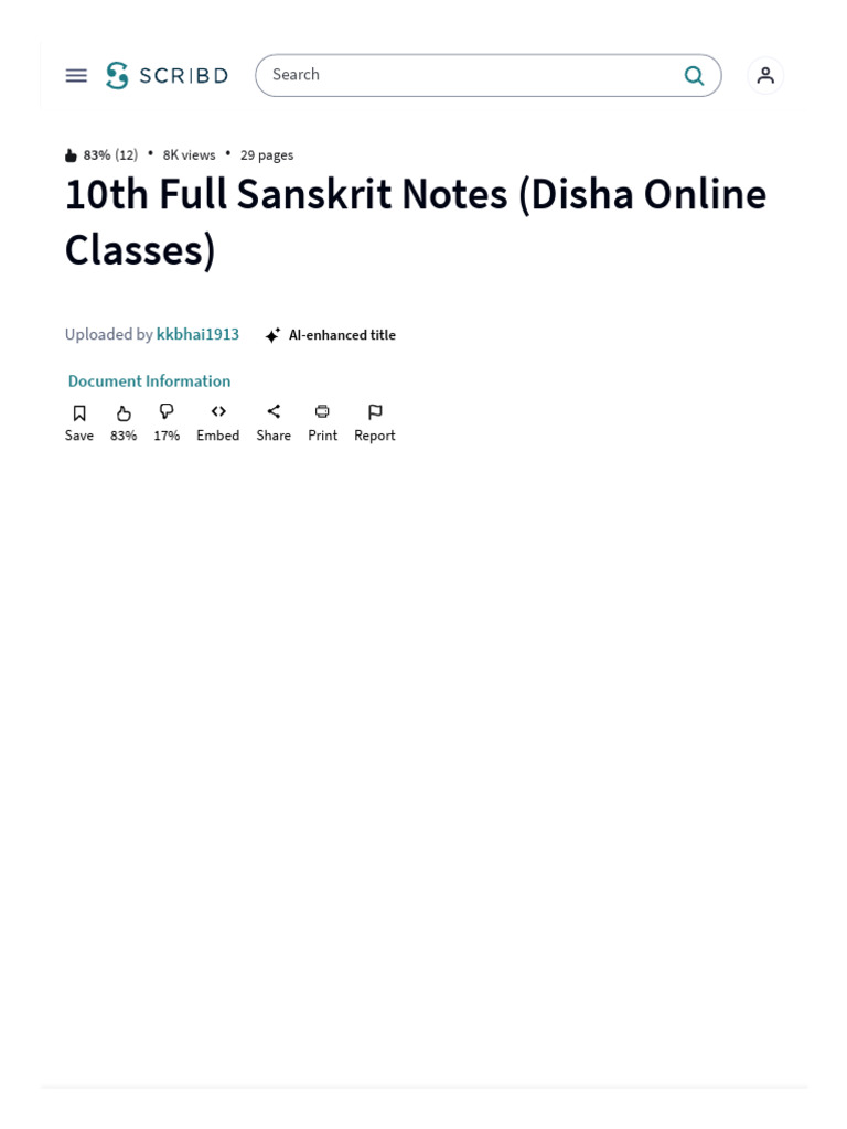 Class 10 Sanskrit Notes - Disha Online | PDF | Scribd | Internet