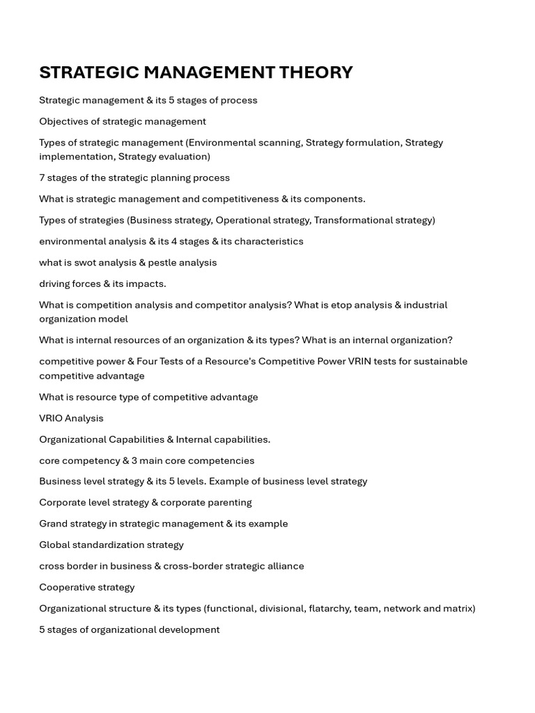 Strategic Management Overview and Processes | PDF | Strategic ...