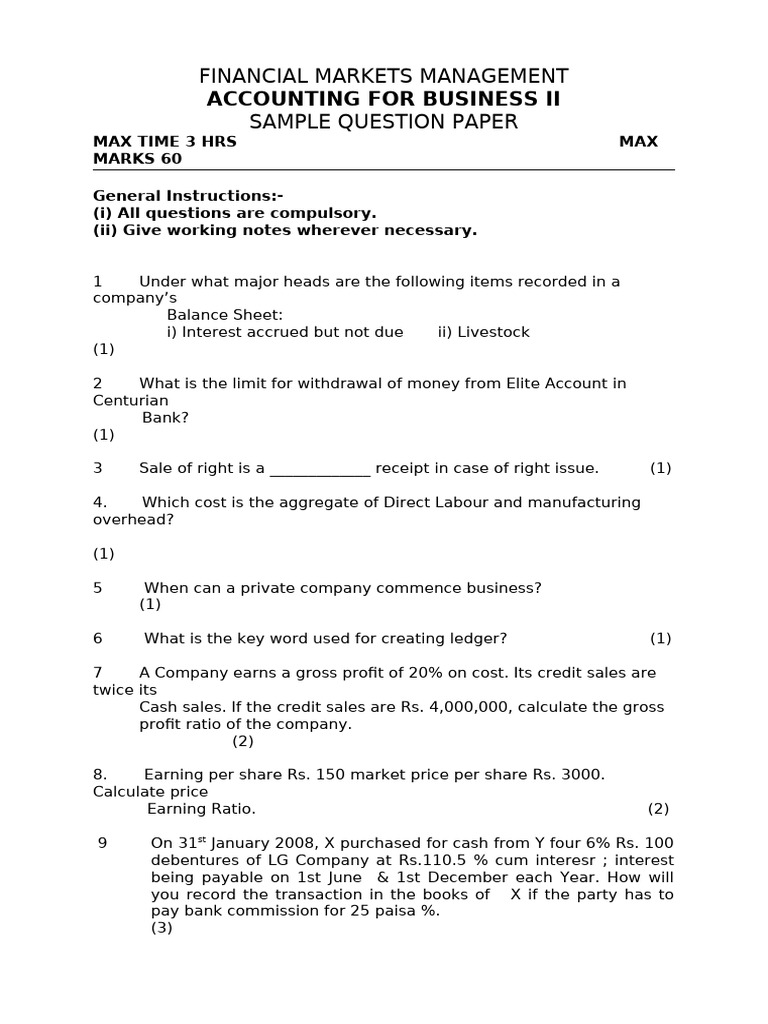 Financial Markets Management Exam Paper | PDF | Dividend | Taxes
