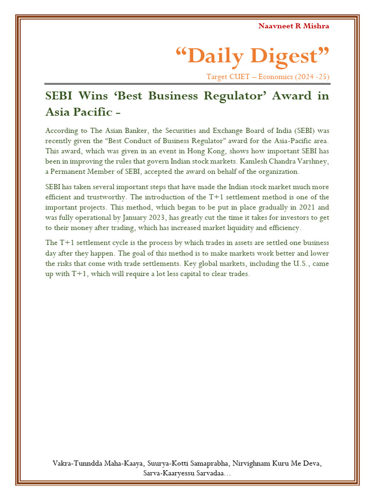 Daily Digest - Target CUET (2025) | PDF