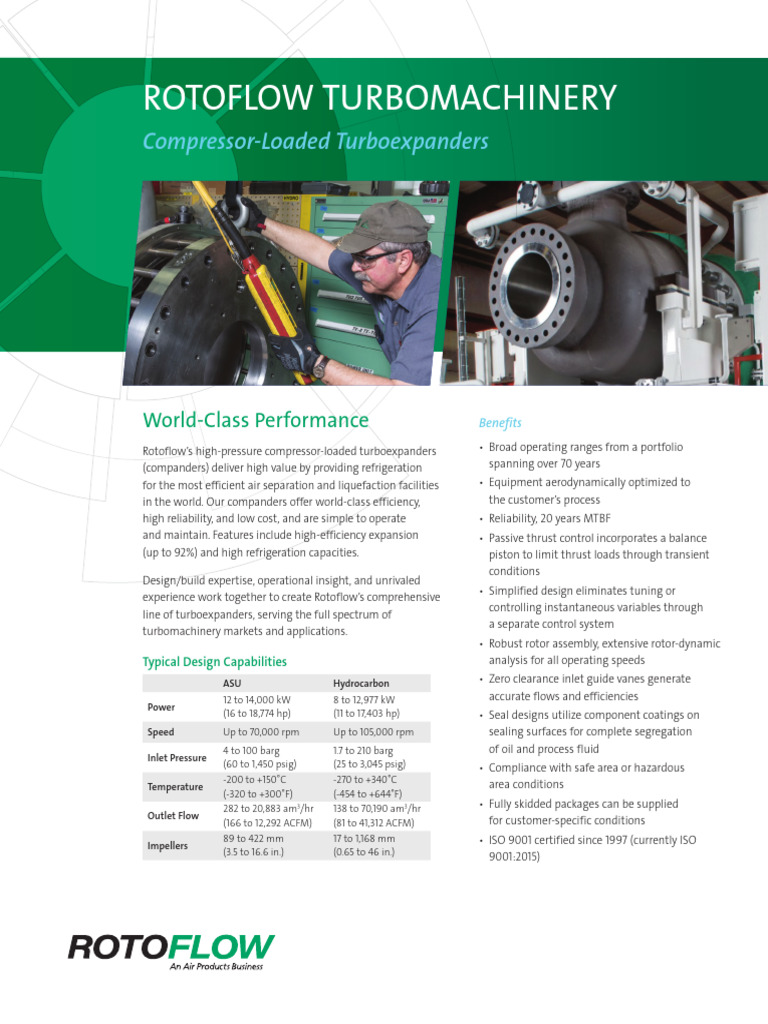 Rotoflow Turboexpanders Overview | PDF | Turbine | Reliability Engineering