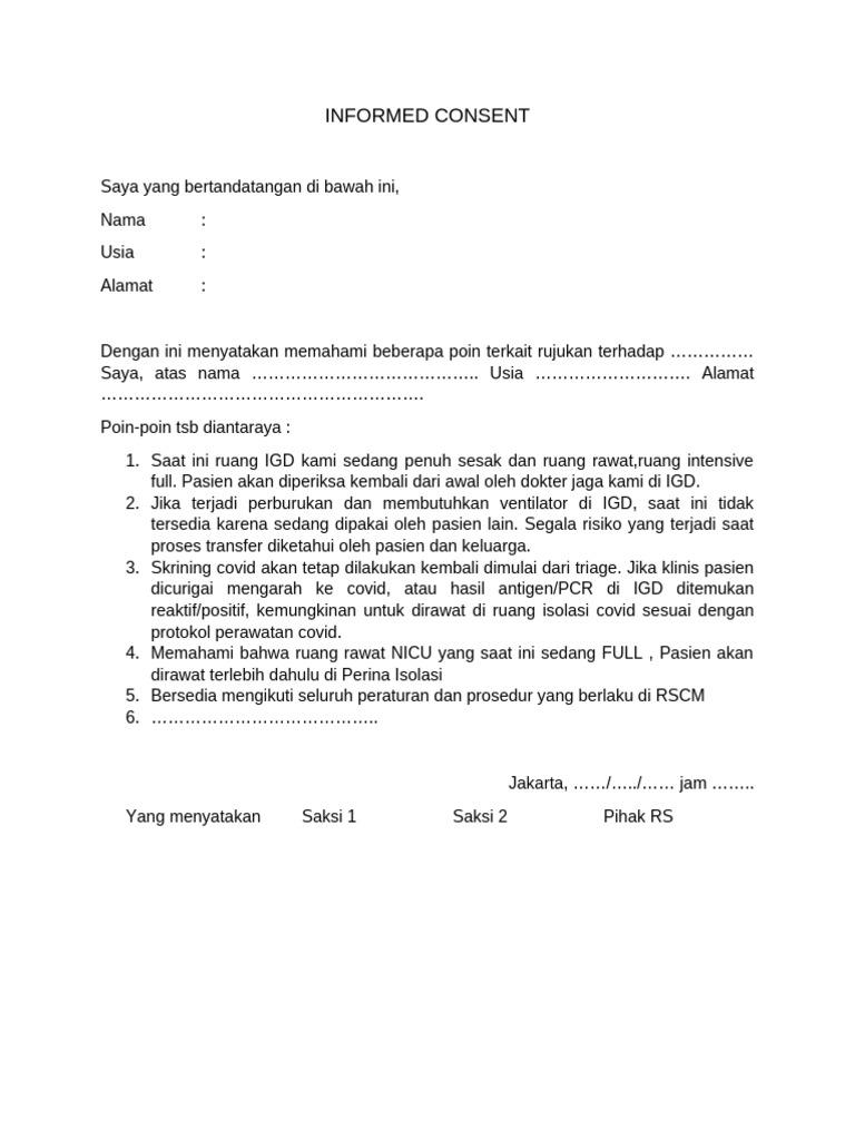 Informed Consent RSCM | PDF