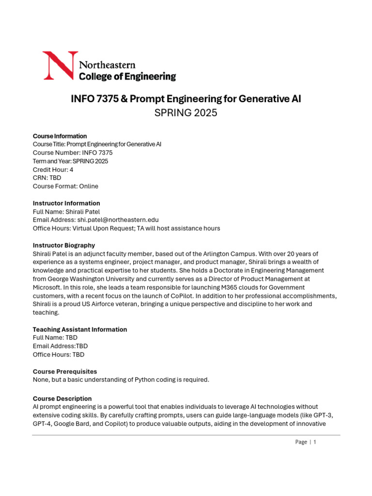Prompt Engineering for Generative AI Course | PDF | Artificial ...