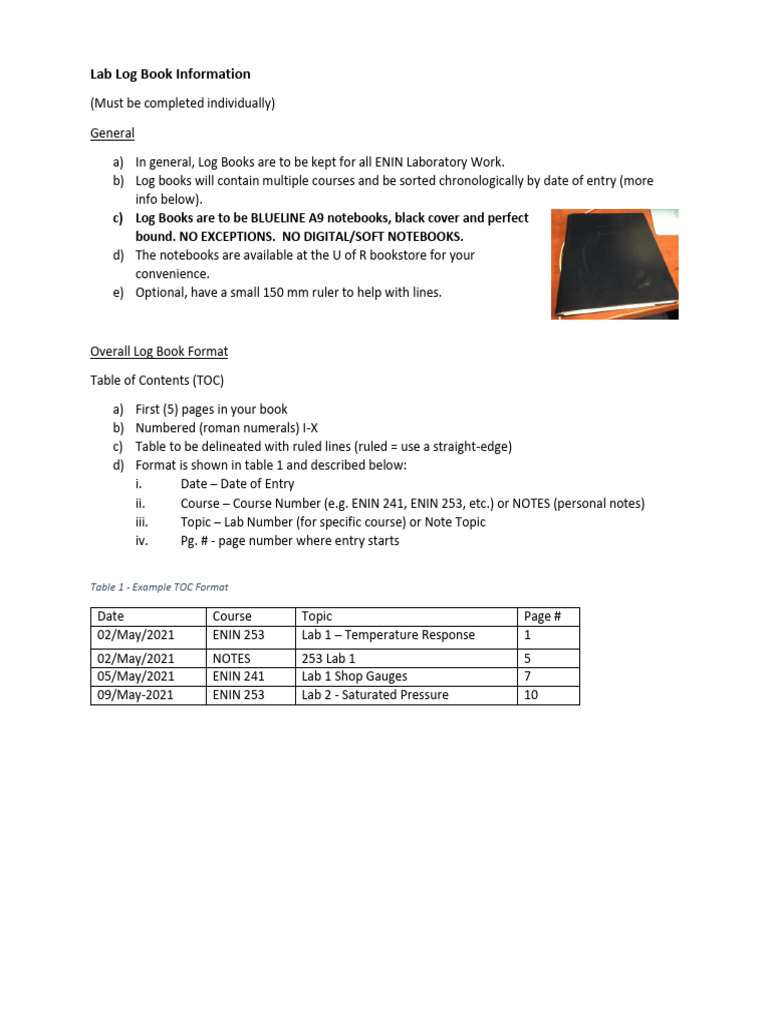 ENIN Lab Log Book Guidelines | PDF | Hazards | Experiment