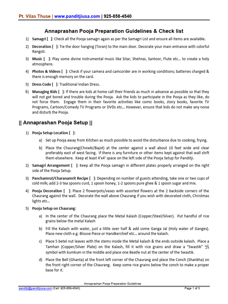 Annaprashan Pooja Preparation Guide | PDF