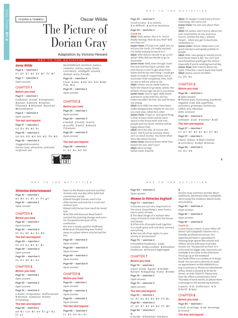RT The Picture of Dorian Gray Answer Keys | PDF | The Picture Of Dorian ...
