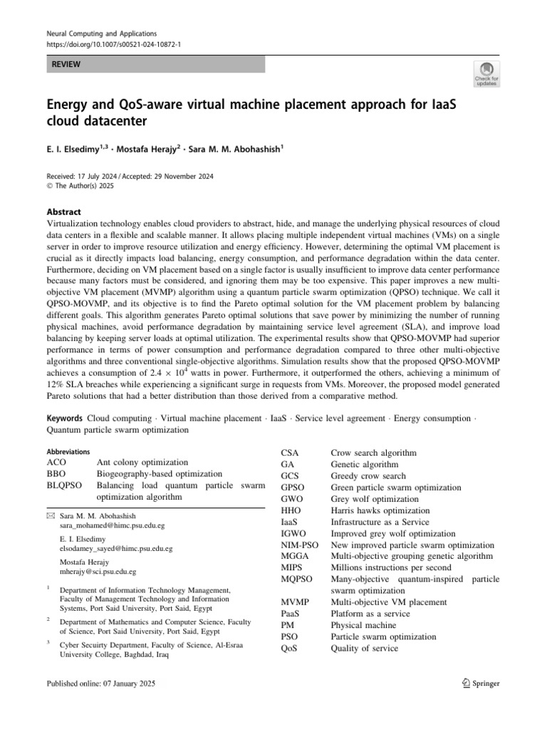 Energy and Qos-Aware Virtual Machine Placement Approach For Iaas Cloud ...