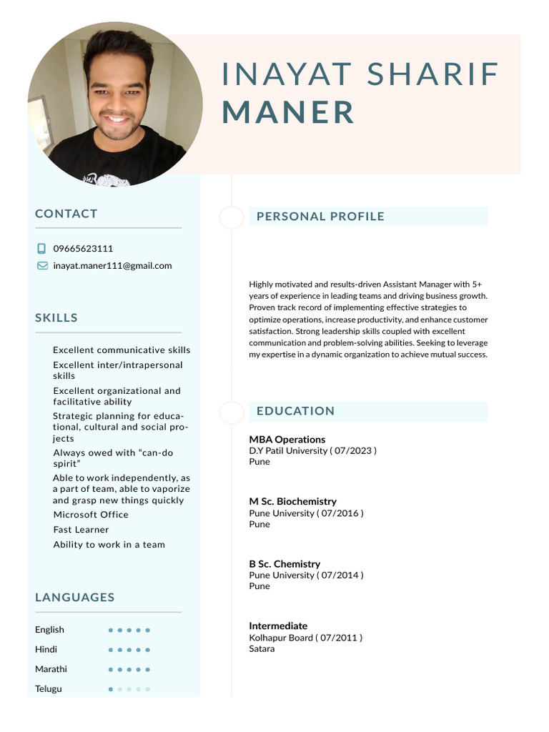 Inayat Maner: Assistant Manager Profile | PDF | Gas Chromatography–Mass ...