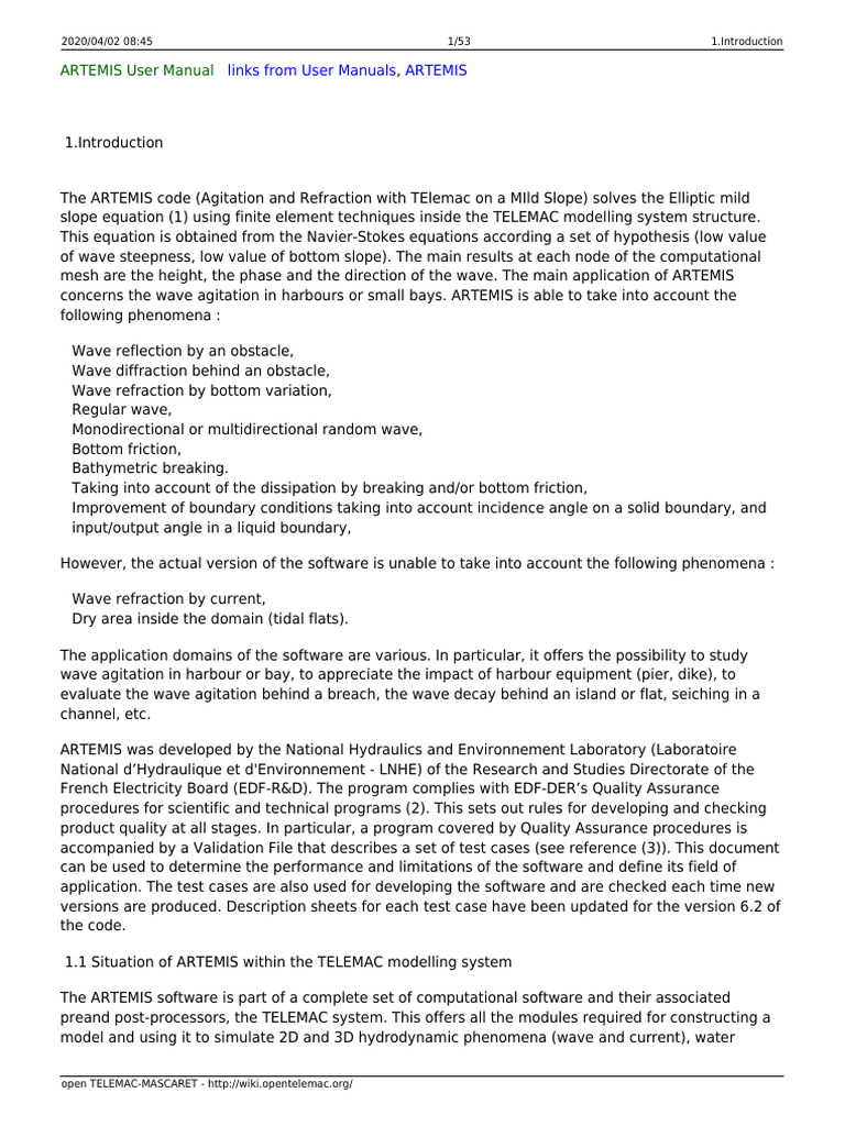 ARTEMIS User Manual for Wave Agitation | PDF | Spectral Density | Waves