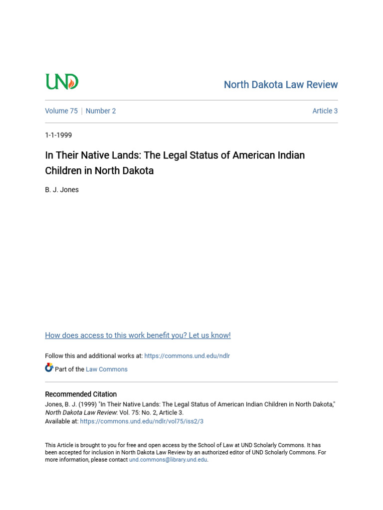 In Their Native Lands - The Legal Status of American Indian Childr ...