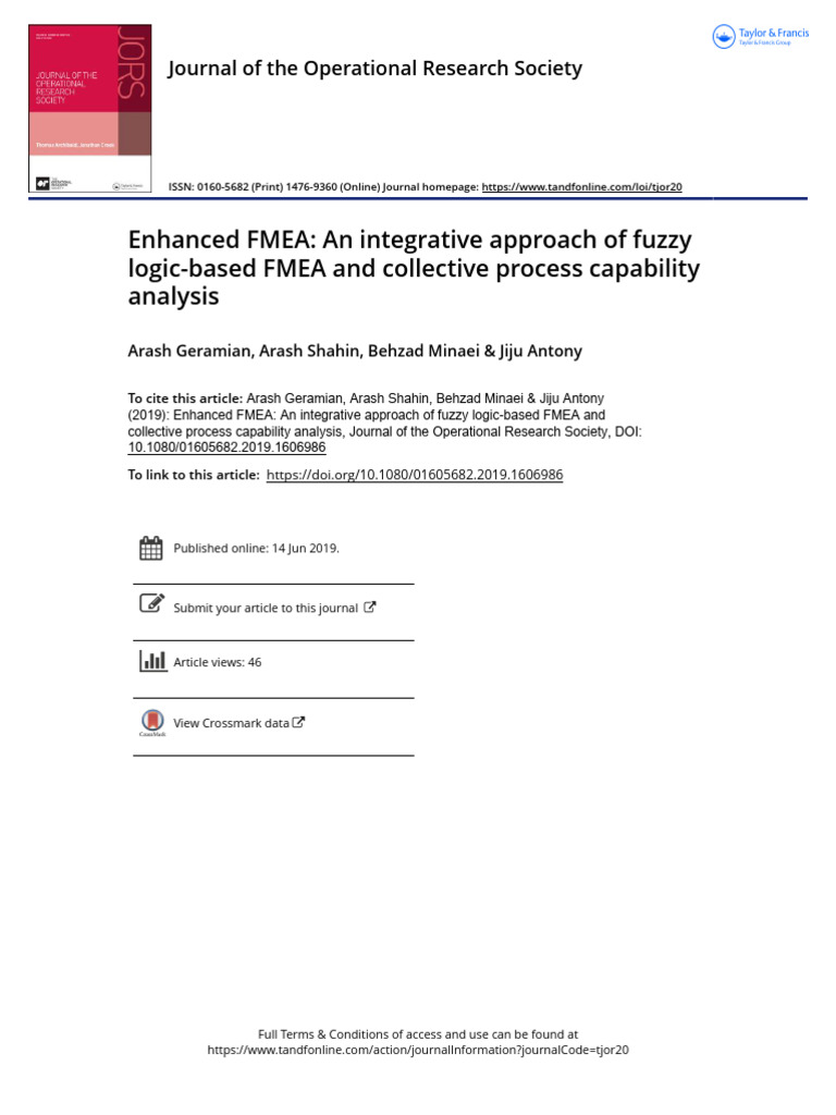 Enhanced FMEA: An Integrative Approach of Fuzzy Logic-Based FMEA and ...