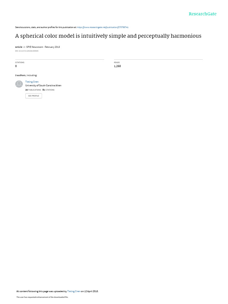 A_spherical_color_model_is_intuitively_simple_and_ | PDF | Hue | Light
