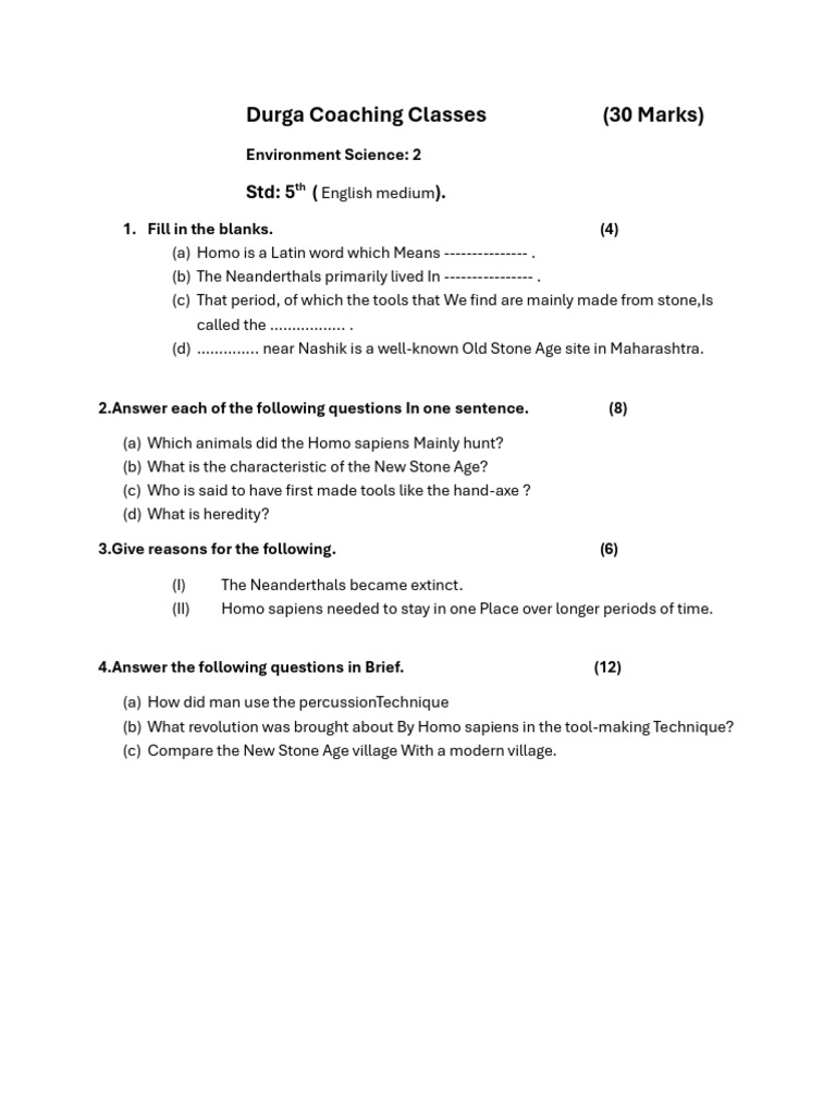 EVS 2 Workbook: Evolution of Mankind | PDF