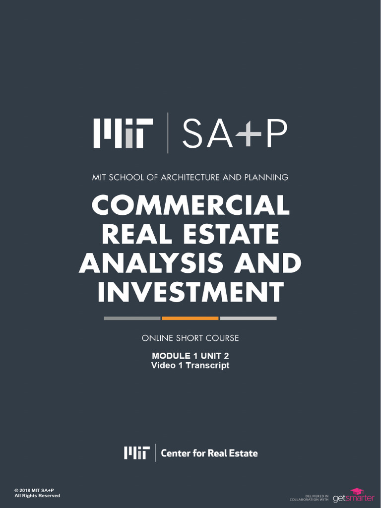 MIT CRI M1U2 Video 1 Transcript | PDF | Internal Rate Of Return | Investing