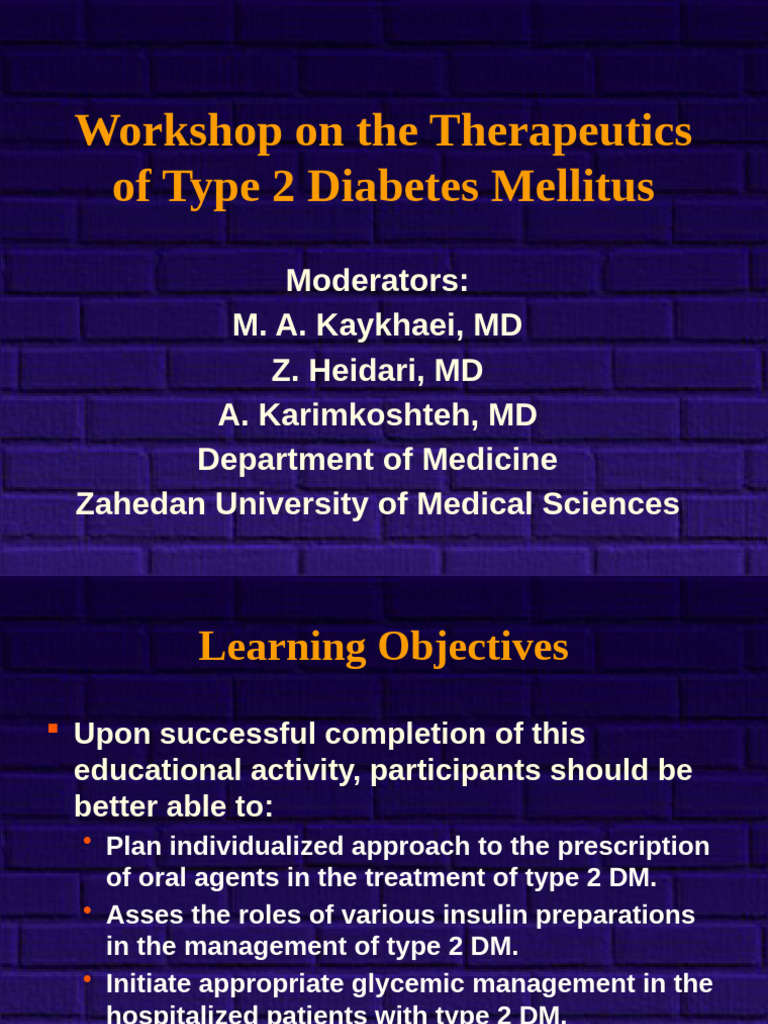 Workshop On Therapeutics of Type 2 Diabetes Mellitus | PDF | Diabetes ...