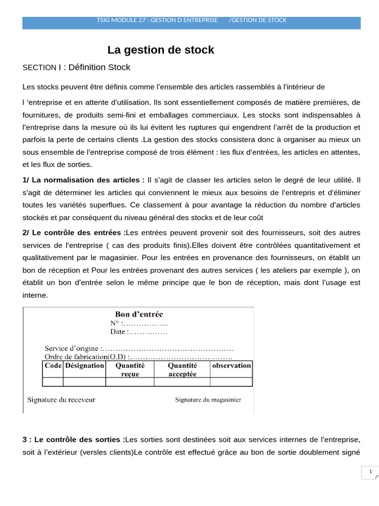 Gestion des Stocks et Valorisation | PDF | Inventaire | Comptabilité ...