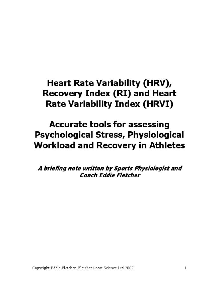 Heart Rate Variability and Recovery Index | PDF | Heart Rate | Stress ...